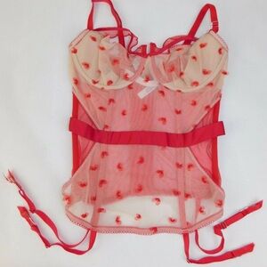 Victoria's Secret Red and Pink Sheer Bustier